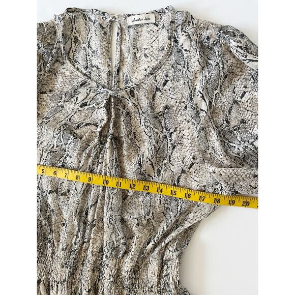 Another Love Ellianna Dress L Winter Snake Puff Sleeves Ruffle Fit Flare Party - Picture 7 of 14
